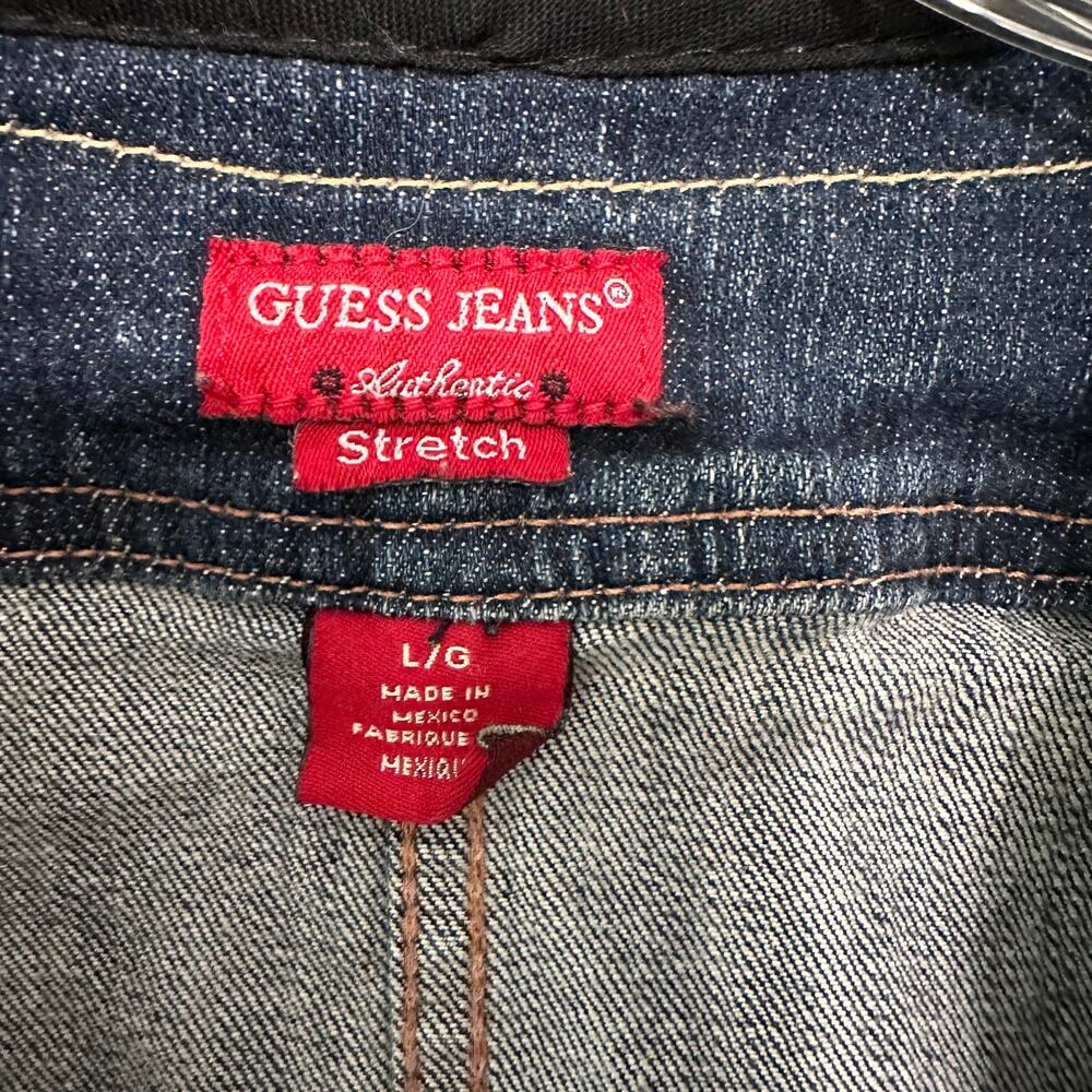 Vintage Y2K Guess Jeans Denim Vest With Faux Fur Trim Size Large - Picture 12 of 16